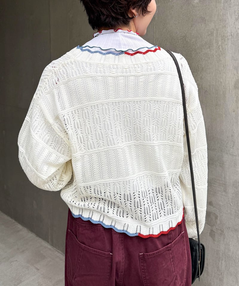撞色 ribbon lace knit cardigan - Image 27