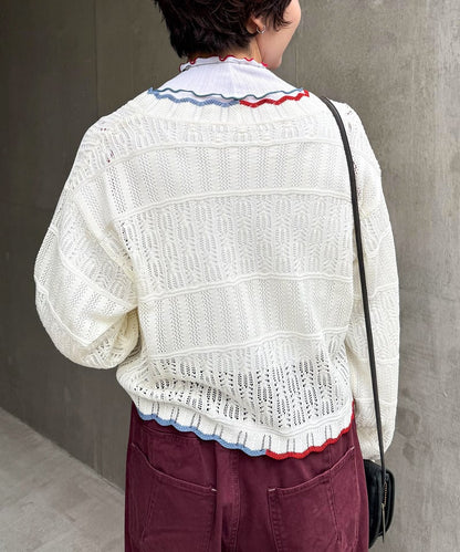 撞色 ribbon lace knit cardigan - Image 27
