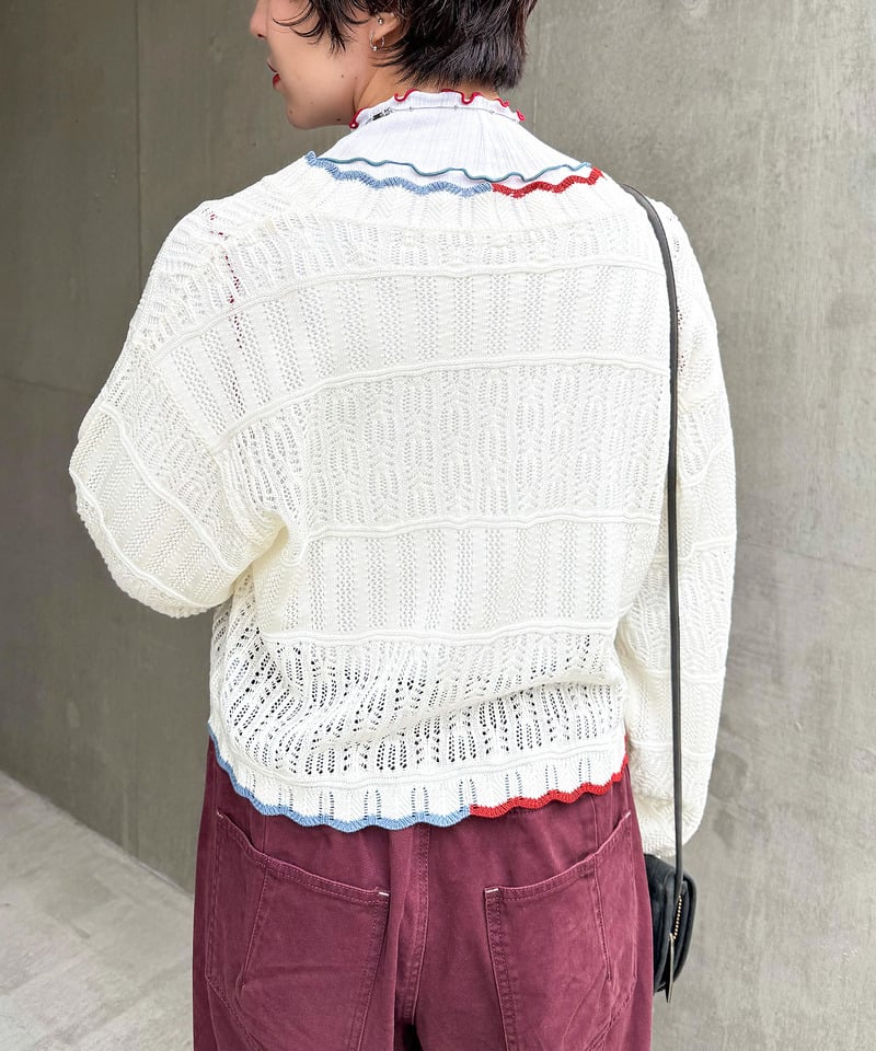 撞色 ribbon lace knit cardigan - Image 34