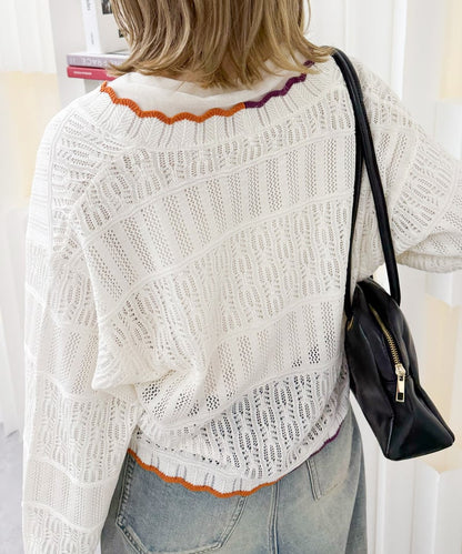 撞色 ribbon lace knit cardigan - Image 37