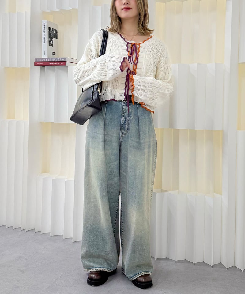 撞色 ribbon lace knit cardigan - Image 38