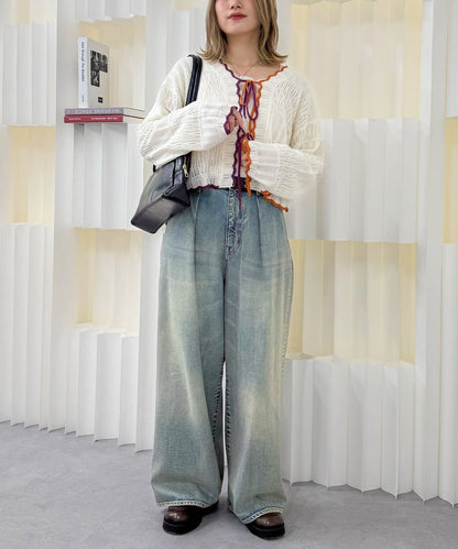撞色 ribbon lace knit cardigan - Image 38