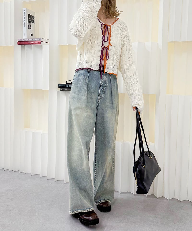 撞色 ribbon lace knit cardigan - Image 41