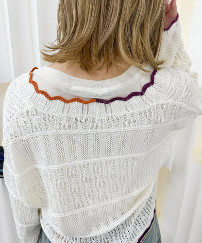 撞色 ribbon lace knit cardigan - Image 46