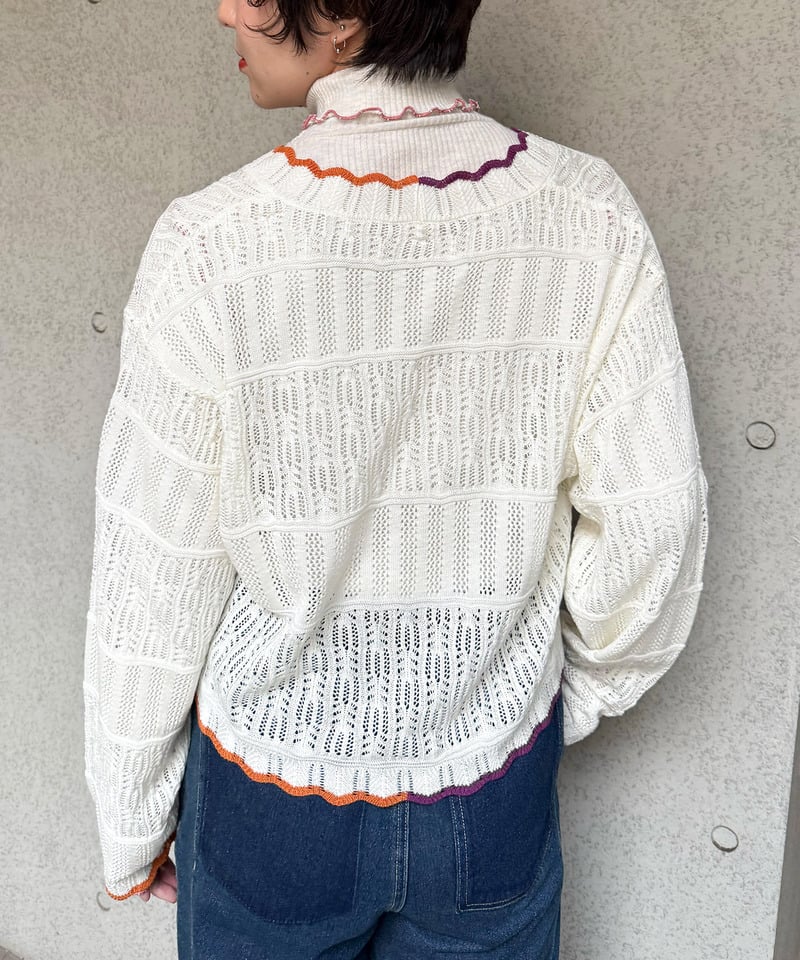撞色 ribbon lace knit cardigan - Image 49