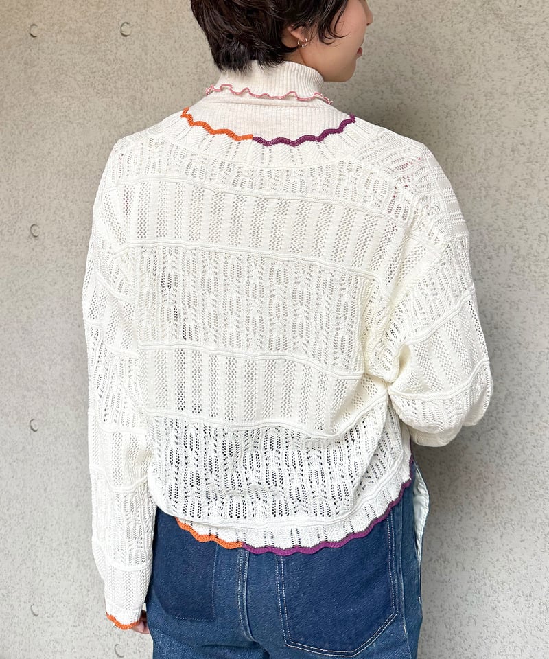 撞色 ribbon lace knit cardigan - Image 53