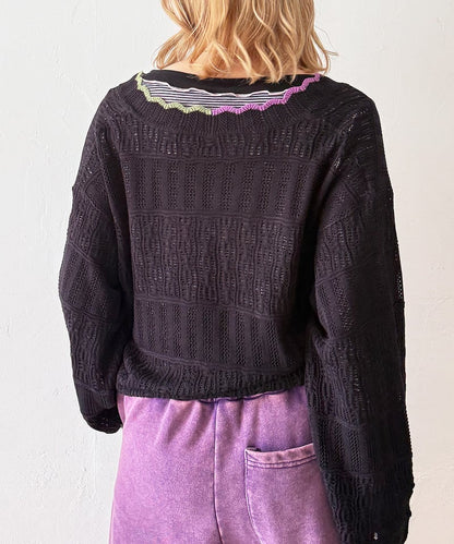 撞色 ribbon lace knit cardigan - Image 56
