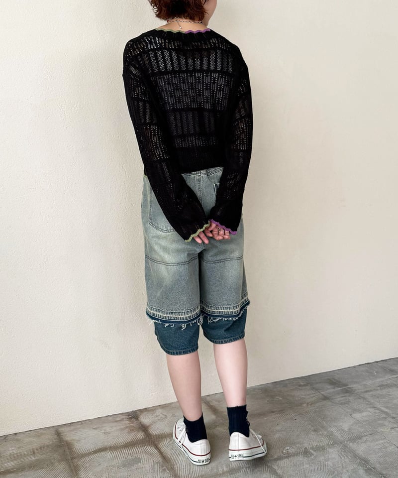 撞色 ribbon lace knit cardigan - Image 62