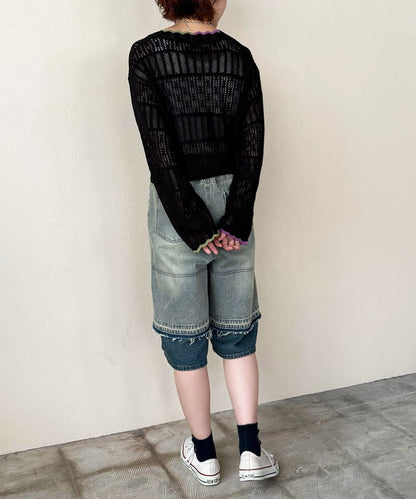 撞色 ribbon lace knit cardigan - Image 62