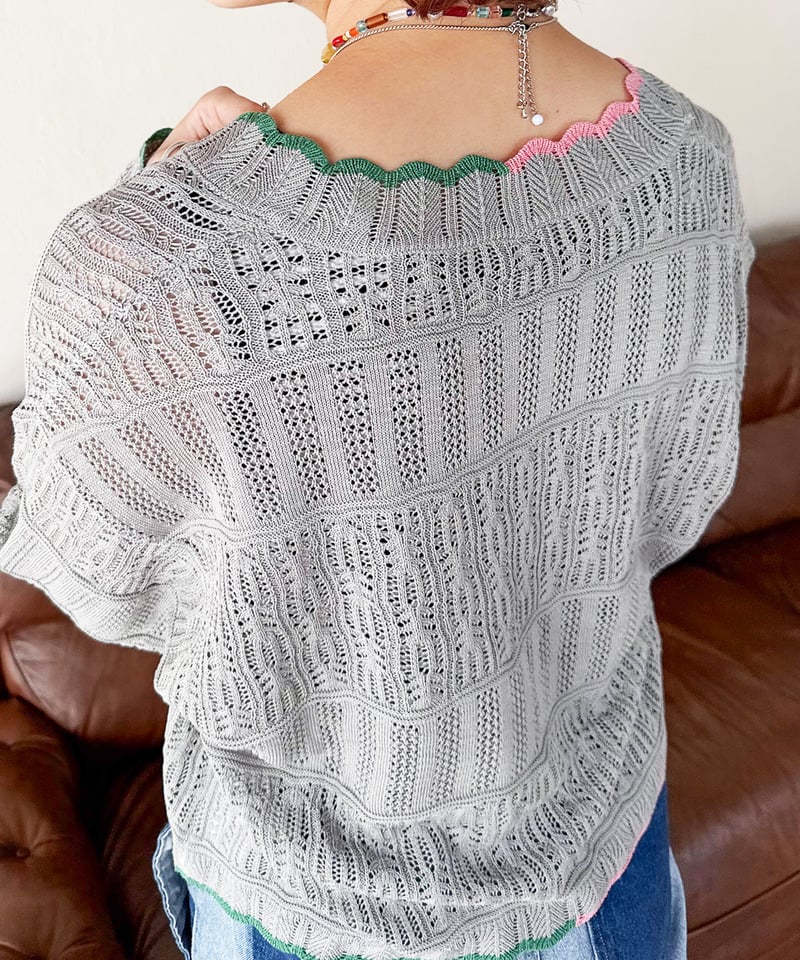 撞色 ribbon lace knit cardigan - Image 66
