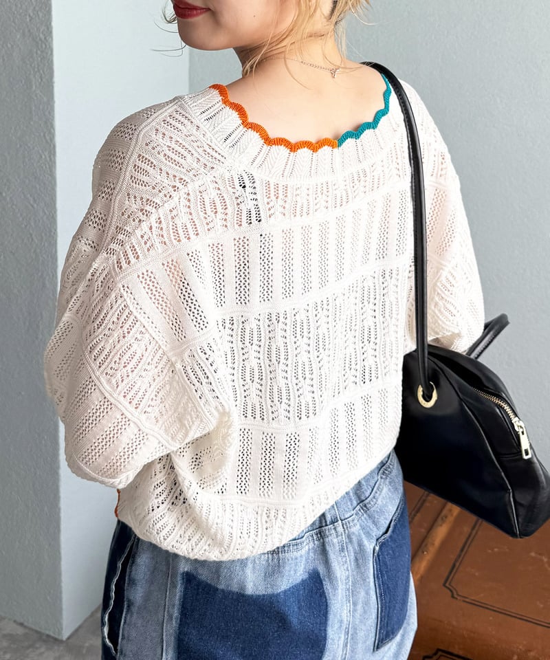 撞色 ribbon lace knit cardigan - Image 69