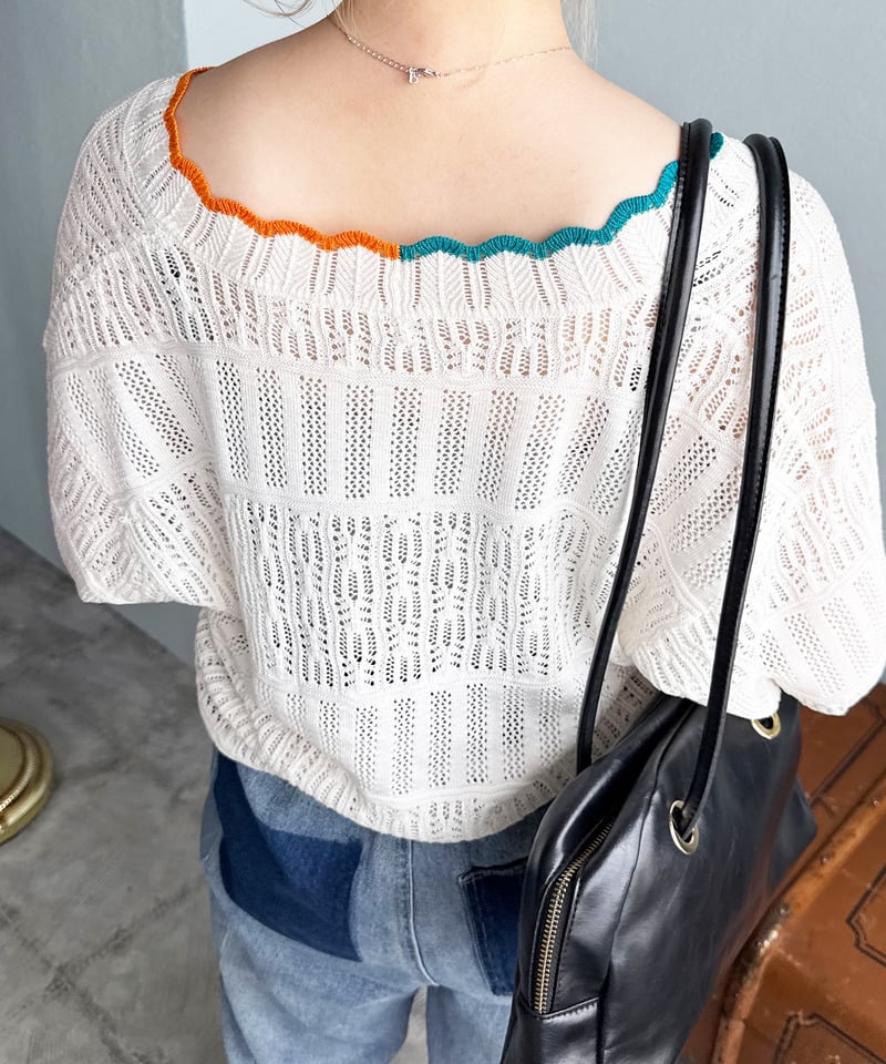 撞色 ribbon lace knit cardigan - Image 70