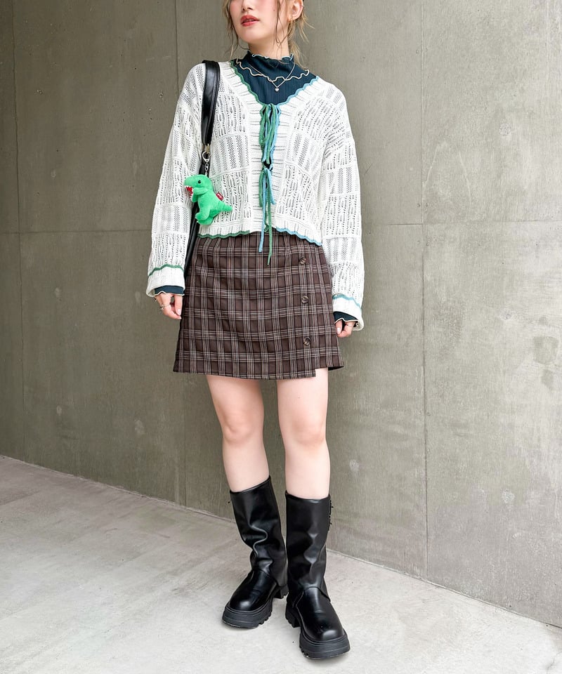 撞色 ribbon lace knit cardigan - Image 8
