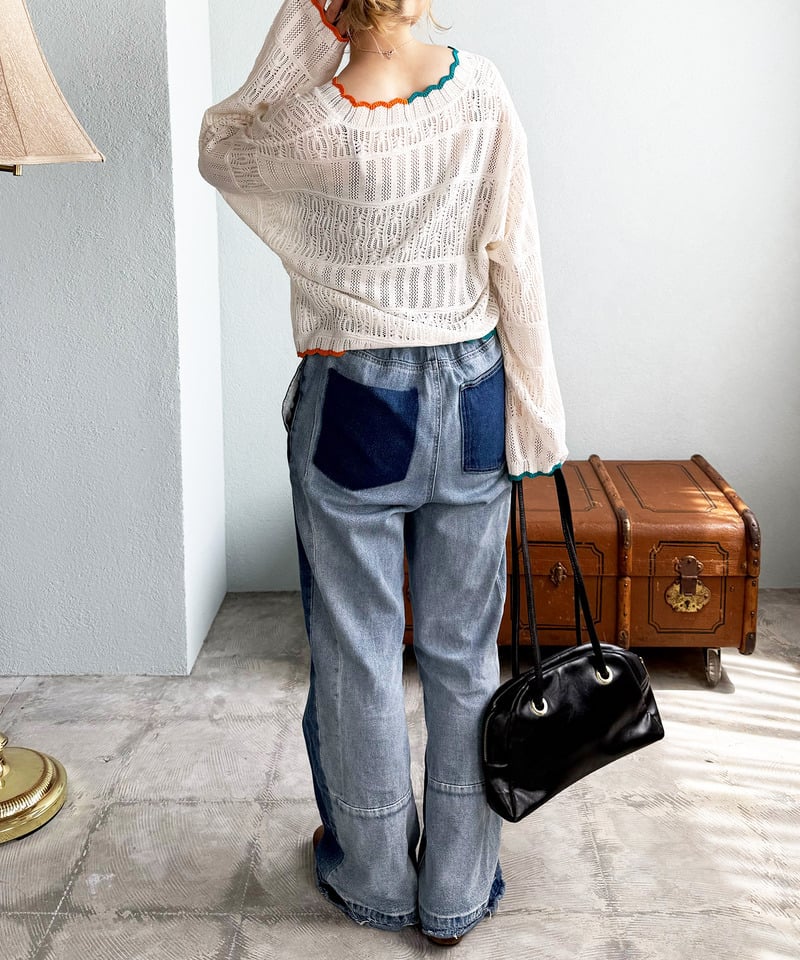 撞色 ribbon lace knit cardigan - Image 72
