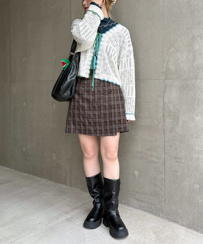 撞色 ribbon lace knit cardigan - Image 9