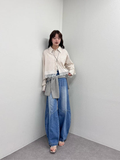 mystic 下擺Lace條紋Shirt - Image 67