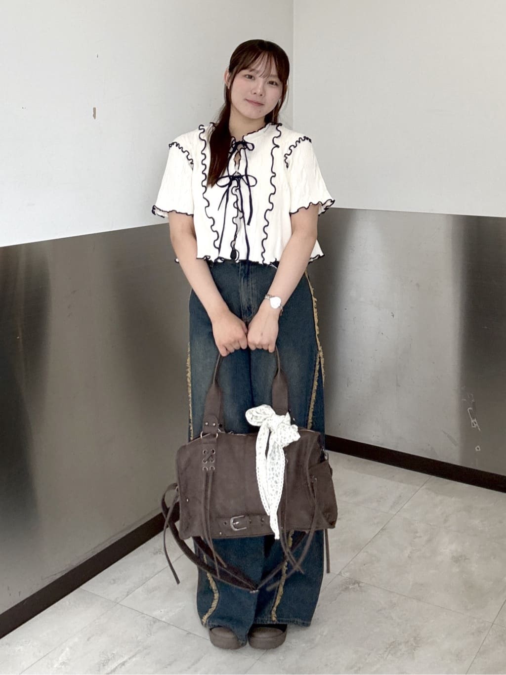 w closet 短袖撞色拼接開襟衫 - Image 39