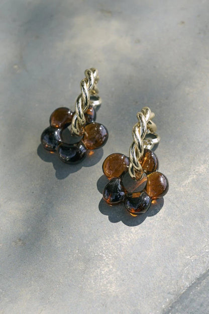 GOLDY glass flower earrings