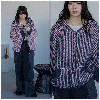 Vacancy 雙面可穿羅紋拉鍊連帽衫