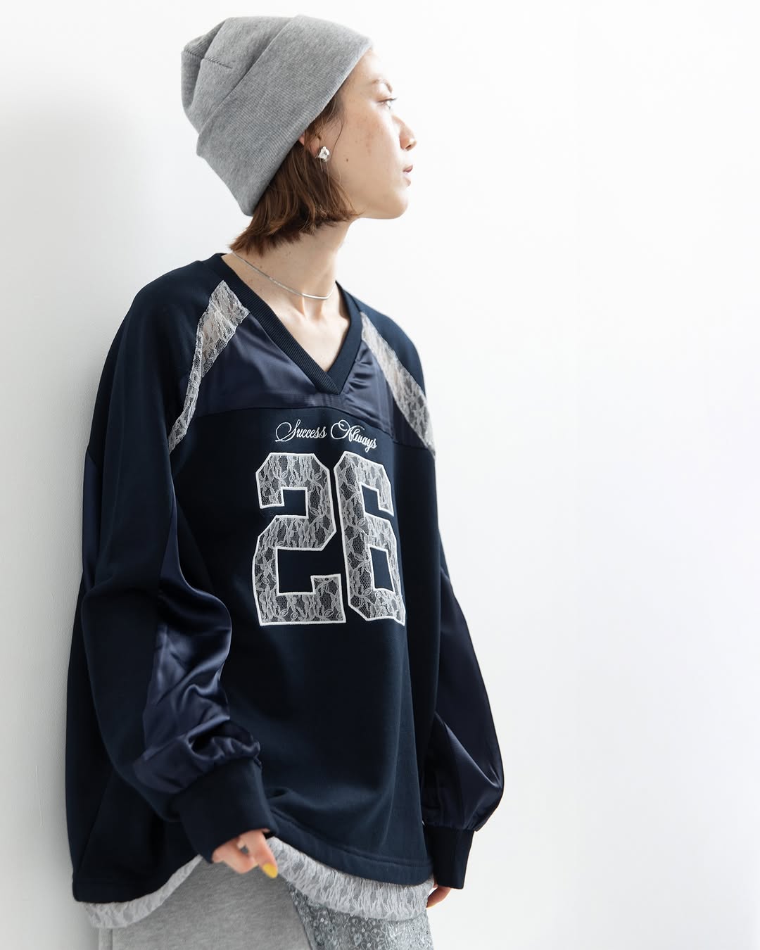 緞面Lace刺繡logo長袖球衣