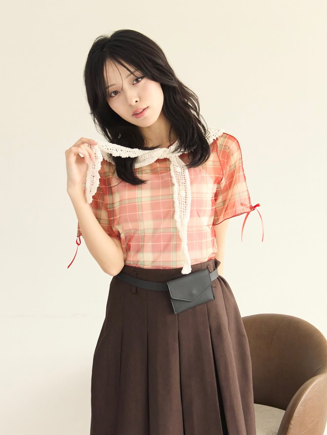 [短袖❣️]Kutir Ribbon sheer top