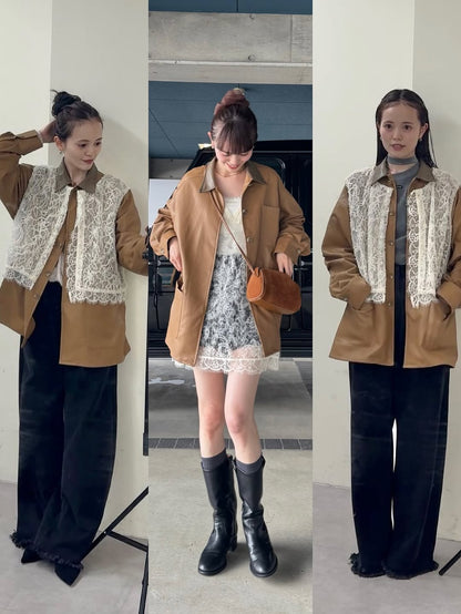 [2件SET] mystic Multi-way lace layered jacket
