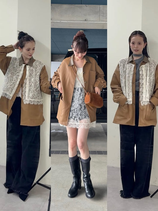 [2件SET] mystic Multi-way lace layered jacket
