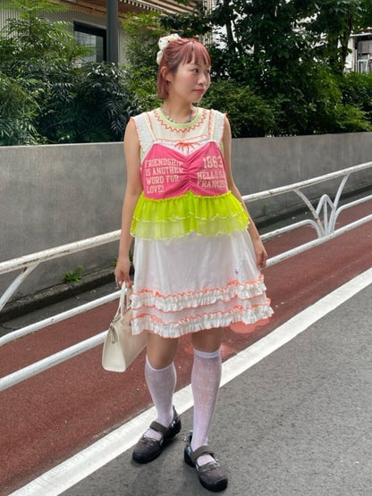 HELLO.SANFRANCISCO Printed logo tulle camisole bustier - Image 29