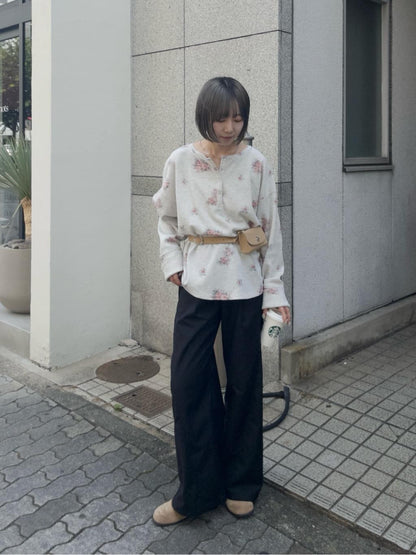 [純色/碎花] Kastane Back Design Waffle Henley Tee - Image 62