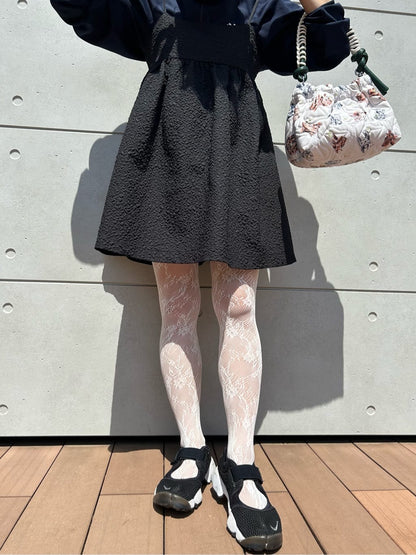 日本製 靴下屋 Lace flower tights