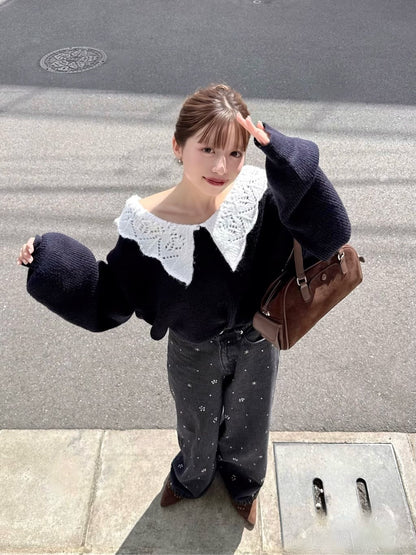 Kastane Lace Collar Knit Cardigan - Image 36