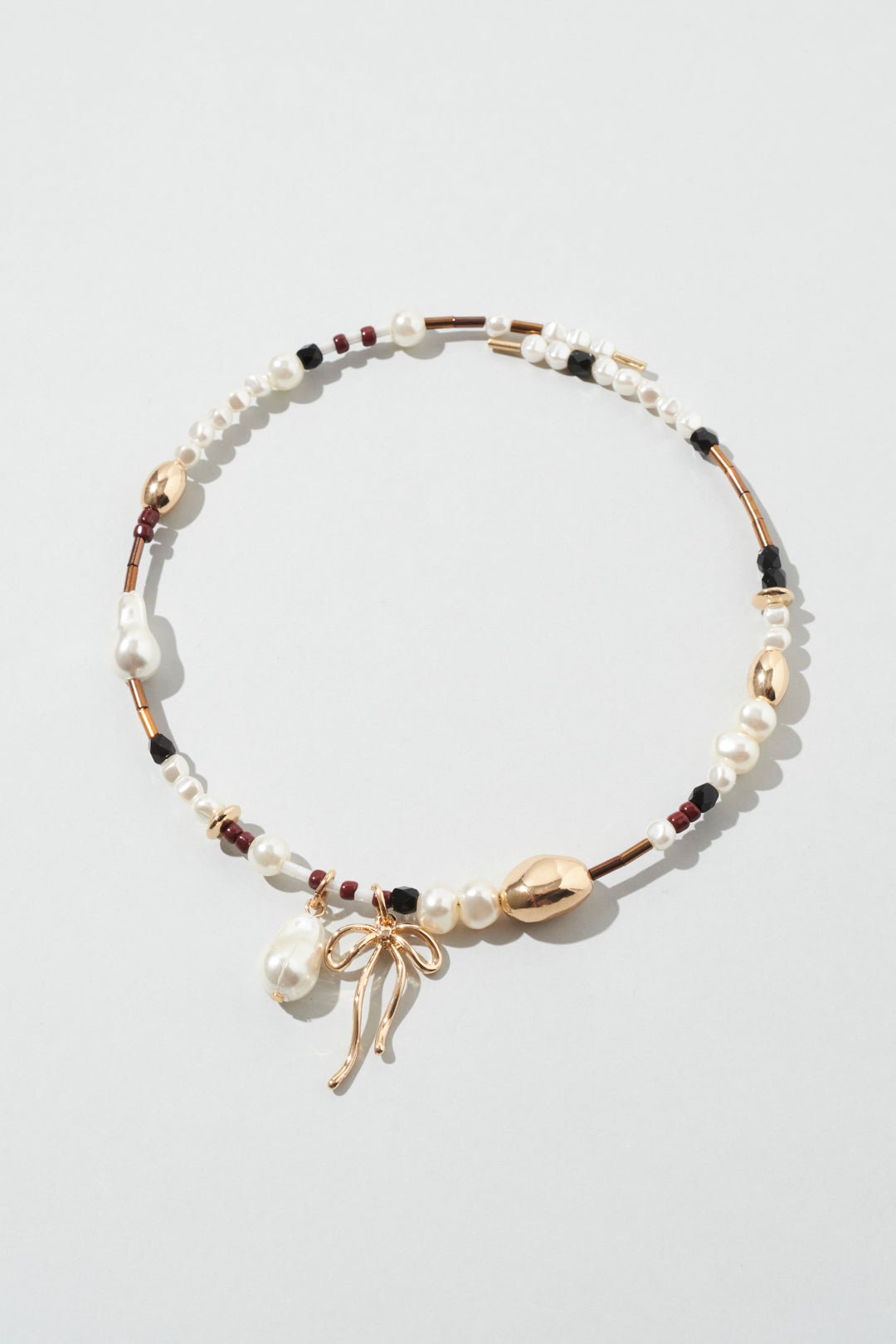 GOLDY multi bead neckcuff [BLACK/BROWN]