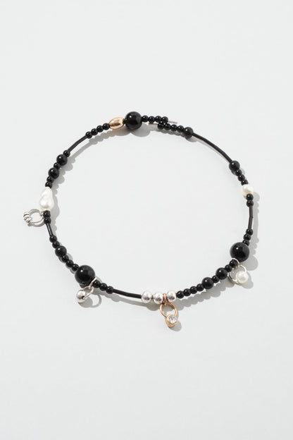 GOLDY multi bead neckcuff [BLACK/BROWN]