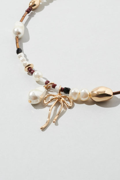 GOLDY multi bead neckcuff [BLACK/BROWN]