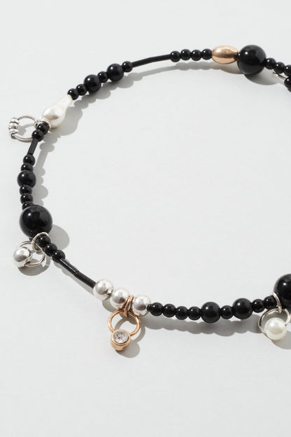 GOLDY multi bead neckcuff [BLACK/BROWN]