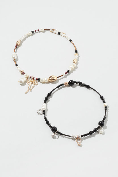 GOLDY multi bead neckcuff [BLACK/BROWN]