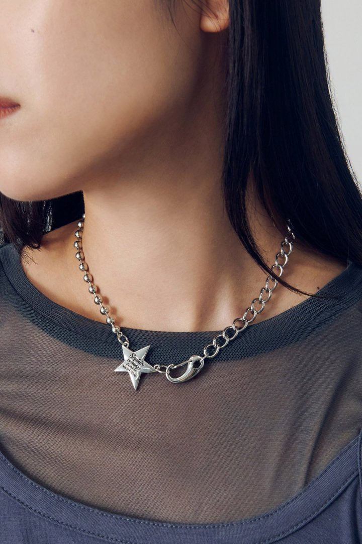 GOLDY Sophia Star ID Plate Necklace - Silver_1
