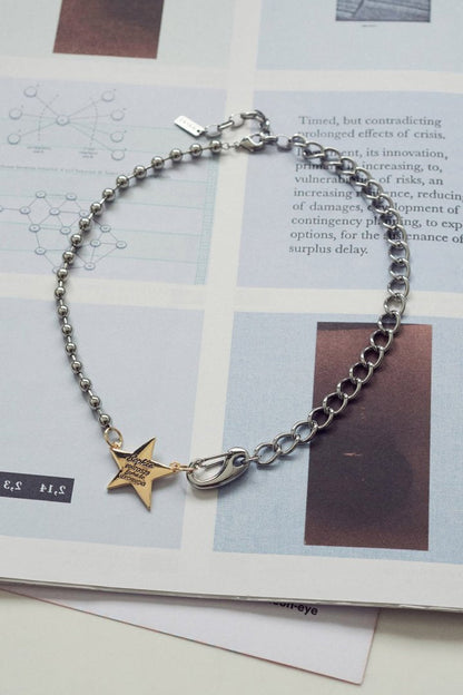 GOLDY Sophia Star ID Plate Necklace - Silver x Gold_1