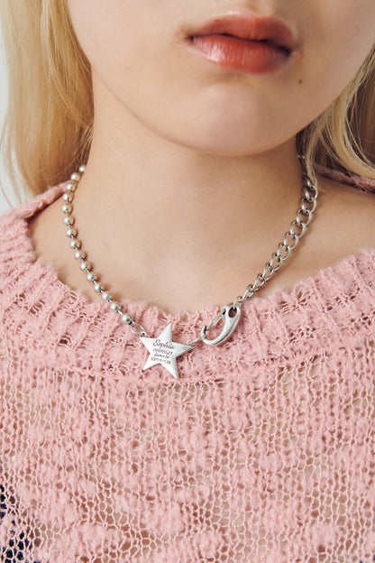 GOLDY Sophia Star ID Plate Necklace - Silver_2