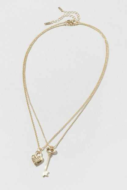 GOLDY Heart Key Charm Necklace