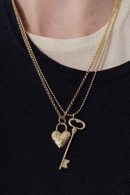 GOLDY Heart Key Charm Necklace