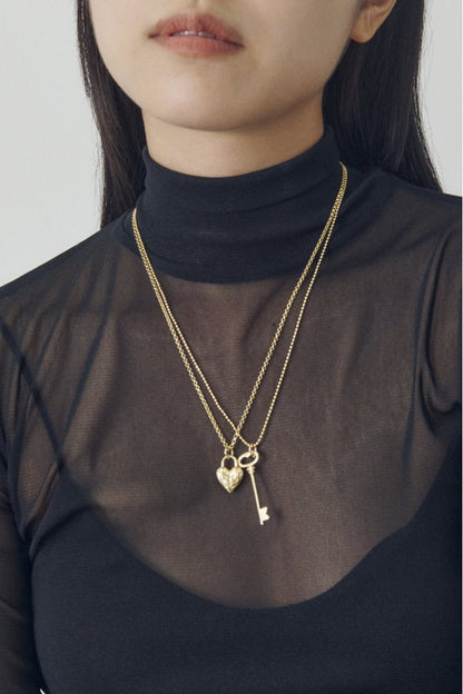 GOLDY Heart Key Charm Necklace