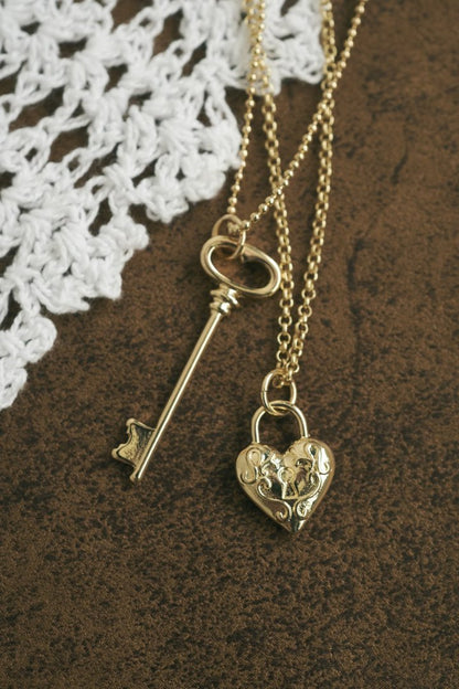 GOLDY Heart Key Charm Necklace