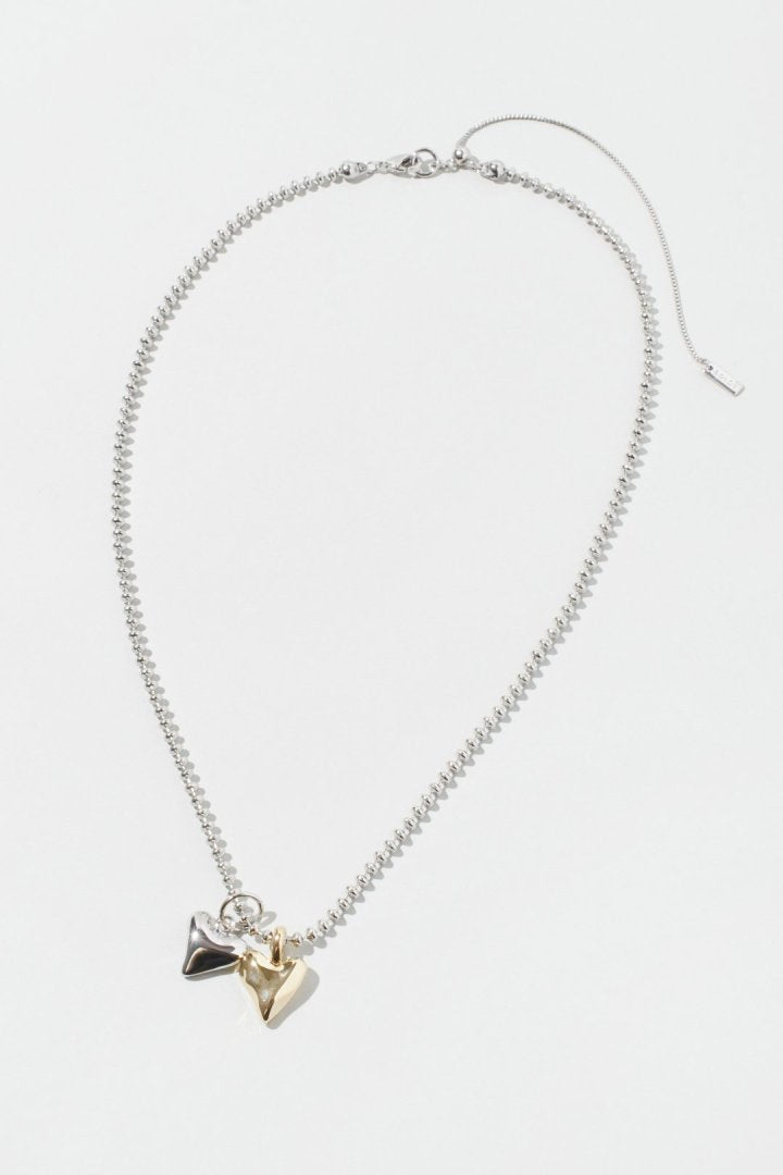 GOLDY metal twins heart necklace