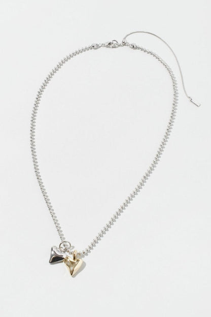 GOLDY metal twins heart necklace