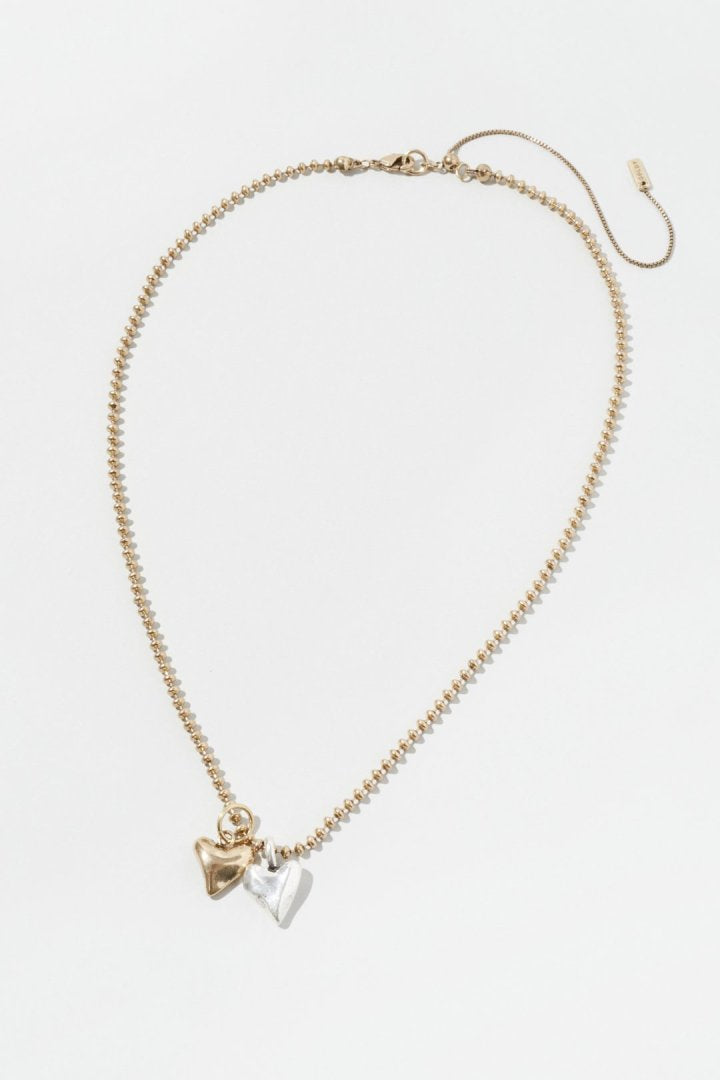 GOLDY metal twins heart necklace