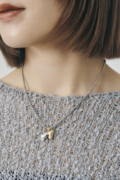 GOLDY metal twins heart necklace