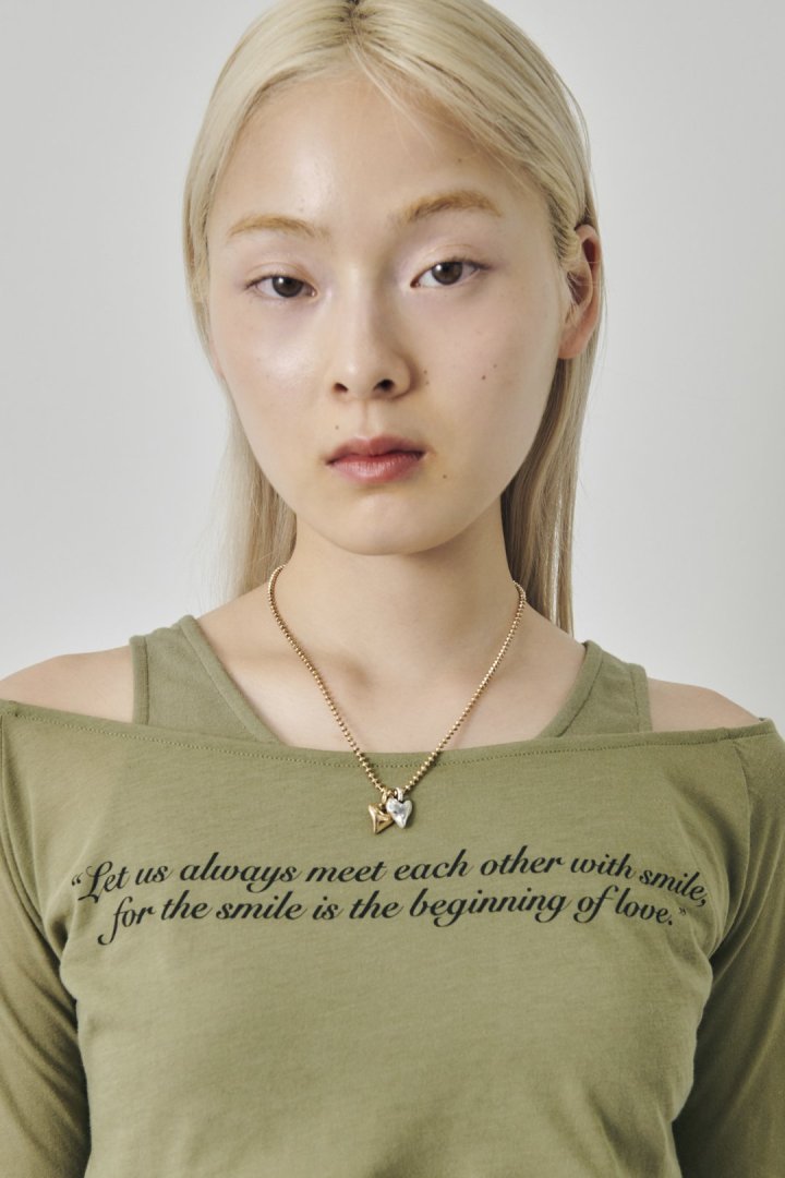 GOLDY metal twins heart necklace