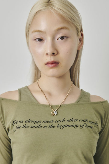 GOLDY metal twins heart necklace