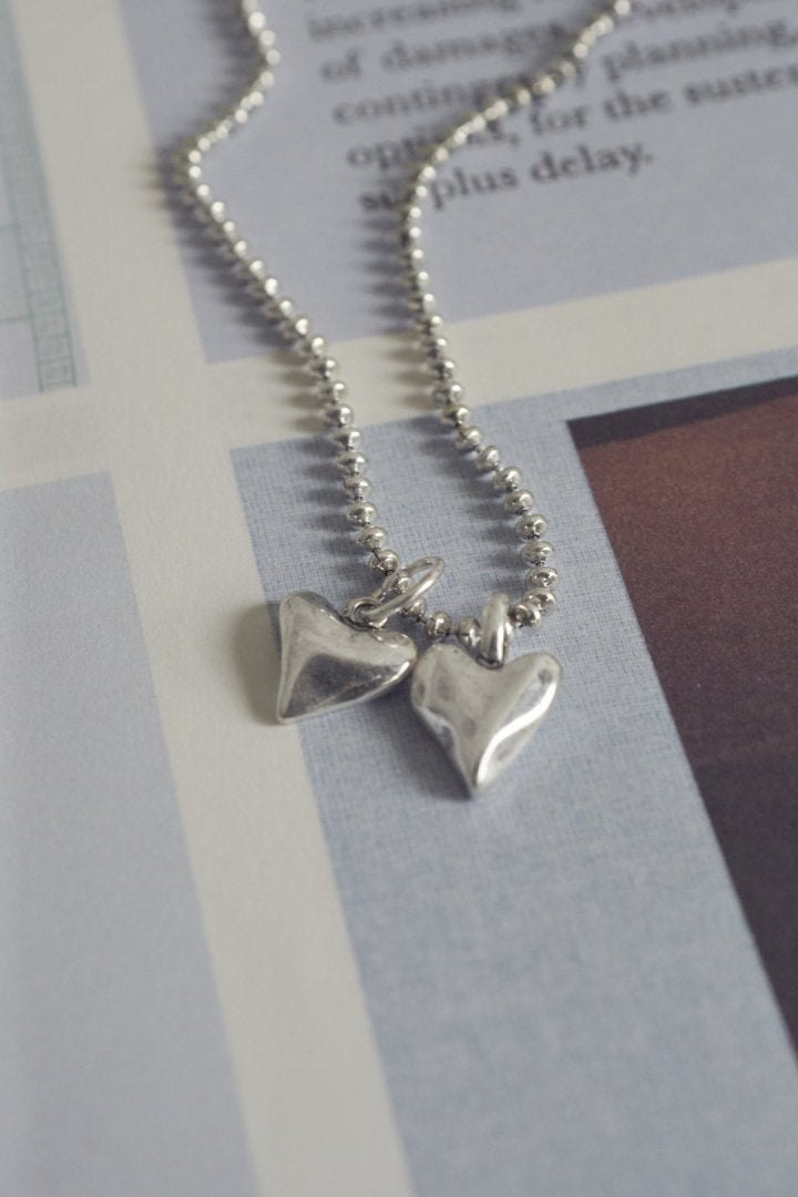 GOLDY metal twins heart necklace